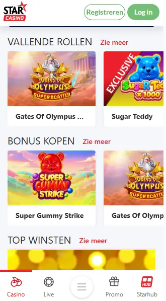 Toegang via mobiele STARCASINO